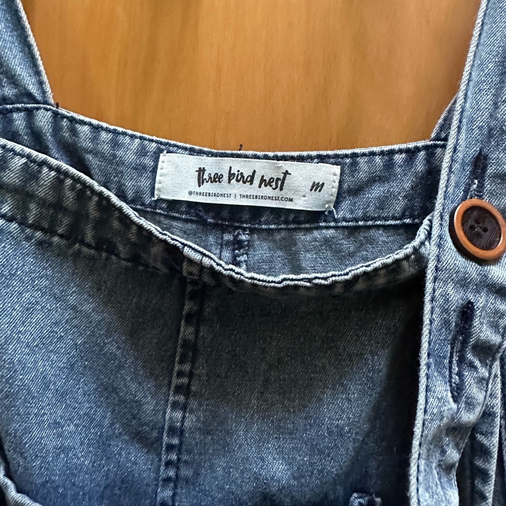 Three Bird Nest Blue Denim Jumpsuit - Picture 3 of 6